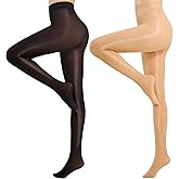 MANZI 2 Pairs Run Resistant Sheer Tights for Women Ultra Soft 15D Non Rip Pantyhose with High Waist