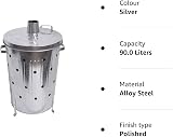 Trendi 90 Litre Galvanised Incinerator with Shovel Firewood Leaves Box Lid view 2