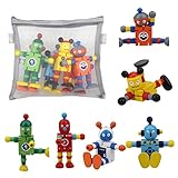 YEEMAX Solid Wood Robots Toy, Robot Buddies for Kids Role Playing, Robots Space Theme Party Activity, Birthday and Reward Present for Boys and Girls , Robot Toy Fans (Pack of 6)