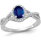 9/10 Carat (ctw) Natural Blue Sapphire Ring in 14K White Gold with Diamonds