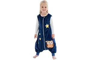 MICHLEY Toddler Sleeping Sack with Feet Newborn Infant Sleeveless Sleeping Bag 2-way Zipper Baby Wearable Blanket for Walkers,Dark Blue Owl,3-5T