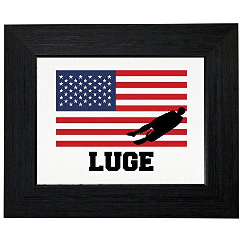 USA Olympic - Luge - Flag - Silhouette Framed Print Poster Wall or Desk Mount Options