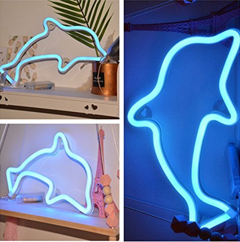 XIYUNTE Dolphin Neon Light Sign - LED Animal Neon Signs Battery and USB Operated Wall Decor Blue Signs Neon Lamps Bedside Table Lamps Light up Children's Bedroom,Indoor Decor for Christmas,Wedding - Thumbnail 5