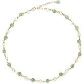 LOOYUUPEE 14K Gold Plated Natural Jade & Pearls Necklaces for Women, Natural Freshwater Pearls Jade Pendant Lucky Green Jewelry Chain for Women Lover (14K Gold Plated)