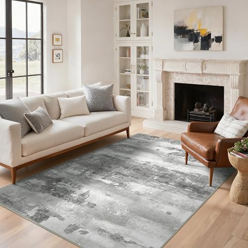 BEIMO Moderner Waschbarer Teppich Wohnzimmer, Grau, 120x170 cm