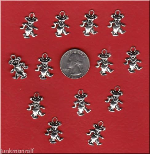 20 GRATEFUL DEAD - Silver Tone Dancing Bear METAL Charms. - C 12 - Jewelry Making Supply Charms Wholesale by BP.