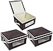 Juvale Foldable Fabric Storage Bins - Organization Storage Cube Boxes with Clear Windows & Lids - for Household Items, Clothing, Office Supplies, More - Brown/Beige