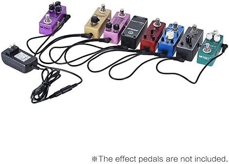 Guitar Effect Pedal 8 way Daisy Chain Power Supply Cable with 2A 9V DC Adapter (8 Way Daisy Chain)