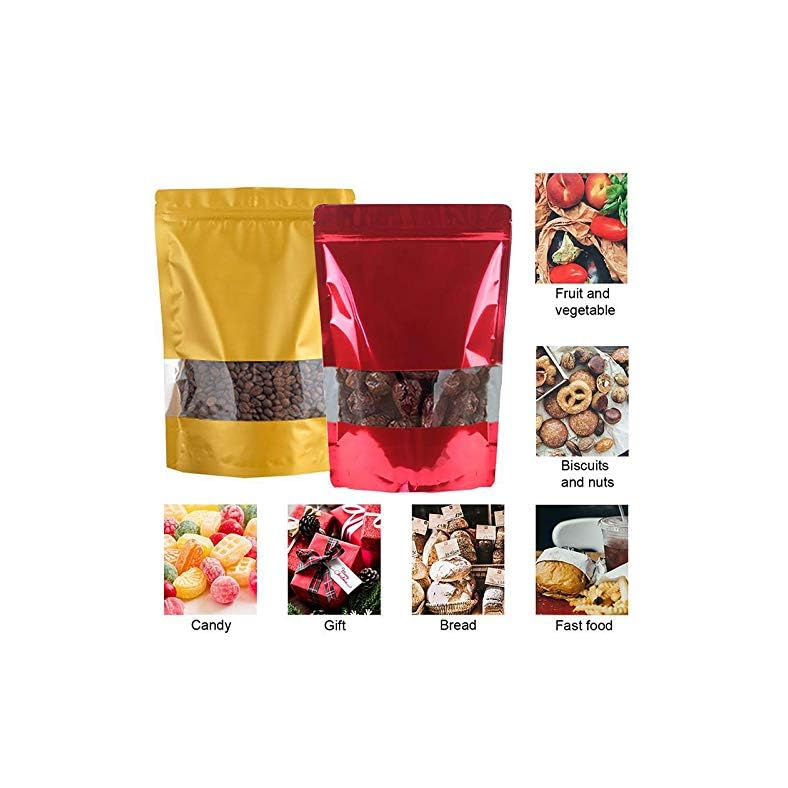 Mylar Bags for Food Storage Resealable Aluminum Foil Package Bags 100