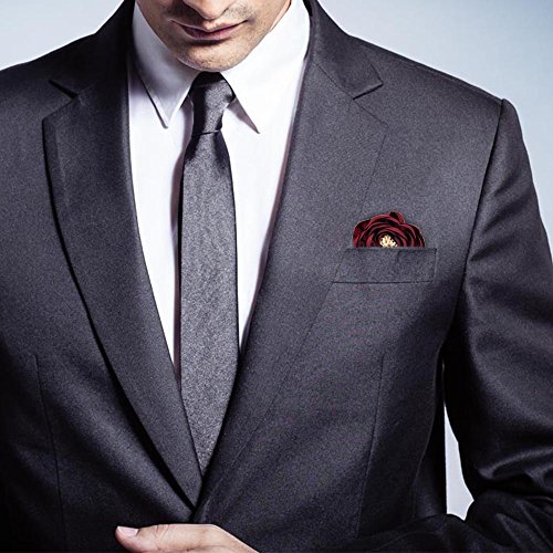 YSUCAU Handcrafted Lapel Pins Flower, Boutonniere Set For Suits Wedding Party, Gift Box Of 12 (Wine Red)