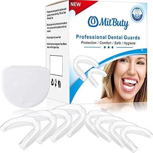 MitButy Mouth Guard for Grinding Teeth (Pack of 8) Moldable Dental Night Guards Eliminates Grinding, Clenching, Bruxism, TMJ, Bite and Snoring - Anti-Bacterial Case & Instructions Included