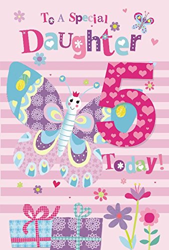 To A Special Daughter 5th 5 Today Butterfly Presents Design Happy Birthday Card