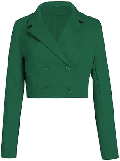 Amazon Co Jp Wawaya レディースクロップ トップ 秋 ダブル ブレスト プレーン ワーク オフィス Ol ブレザー ジャケット スーツ コート 服 ファッション小物