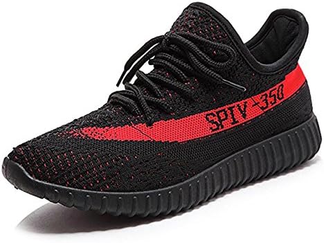 Men Women Fashion Sneakers Lightweight Couple Breathable Athletic Shoes Black/Red 42