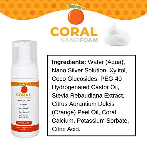 Coral Nano Silver Foaming Toothpaste, Natural Fluoride Free Toothpaste