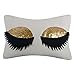 JWH Hand Crafted Eyelash Throw Pillow Covers Decorative Eye Shadow Sequins Accent Pillow Cases Cute Cushion Rectangle Pillowcase for Couch Bed Chair Bedroom 12x18 Inch Beige Gold Black
