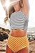 MNLYBABY Women Girls Striped Two Piece Bikini High Waisted Lace up Halter Padding Bathing Suits Size M/US 4-6 (Yellow)