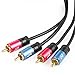 SHD 2RCA Cable Stereo Audio Cord 2RCA Male to 2RCA Male Premium Sound Quality OFC Conductor Dual Shielding Gold Plated High End Metal Shell High Flexible PVC Jacket-Black 6Feet