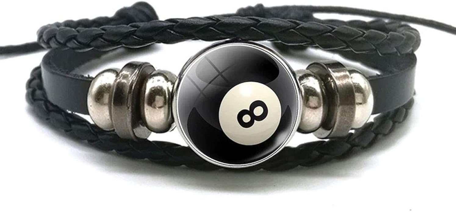 Give Gift Billiards Ball No.8 Bracelet Leather Wristband