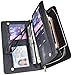 Women Lady Leather Wallet Zipper Purse RFID Credit Card Clutch Holder Case Girl (Crosshath Black)
