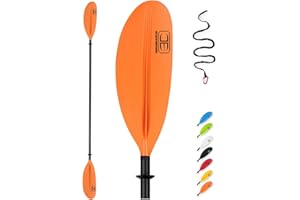 OCEANBROAD Carbon Fiber Kayak Paddle 90.5in/230cm, 86in/218cm for Adults Kayaking Boating Canoeing Oar with Paddle Leash