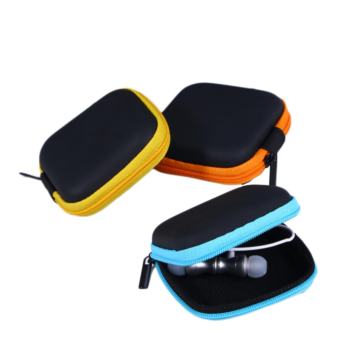 KICHOUSE Mini Headphone Storage Box Hard Shell Carrying Case with Mesh Pocket Water-Resistant Compact Travel Pouch for Earbuds Usb Cables and Small Accessories