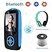 Mp3 Player with Bluetooth 16GB Sport Music Player Support up to 64GB Blue by OIKA
