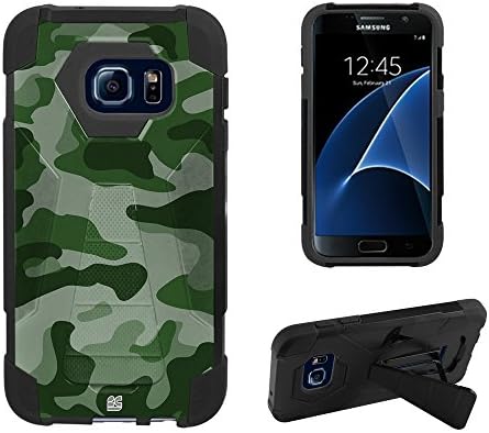 Fxclusive For Samsung Galaxy S7 G930 2016 ReleaseArt Image Design Heavy Duty Rugged Impact Hybrid Hard Shell Case Kickstand Protective Cover - Green Camo Camoflauge