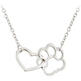 QIAN0813 Cat Dog Puppy Paw Print Stamped Pet Memorial Pendant Necklace Love Heart Necklace Jewelry