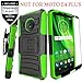 MOTO E4 Case With Tempered Glass Screen Protector,IDEA LINE(TM) Heavy Duty Armor Shock Proof Dual Layer Holster Locking Belt Swivel Clip with Kick Stand - Green