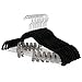 SONGMICS Hangers, 12-Pack Velvet Pants Hangers with Clips,No-Slip Strong Enough and Space Saving with Metal Clips Grooves Hook for Coat Pants Jacket, Black UCRF12B