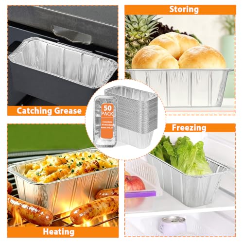 50 Pack Drip Pan Liners for Blackstone Griddle 36" 30" 28" 22" 17", a Cleaning Brush, Aluminum Disposable Grease Drip Cup Liners, Grease Catcher Trays,Griddle Accessories for Outdoor Cooking