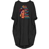 WbJetr Black Woman Beautiful Magic Printed Loose Pocket Oversize Tunic T-Shirt Dress