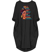 WbJetr Black Woman Beautiful Magic Printed Loose Pocket Oversize Tunic T-Shirt Dress