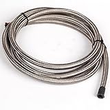 AN-8 AN8 -8 AN Stainless Steel Braided Fuel Oil Gas Line Hose Silver 10 Feet / 3M Length