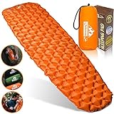 Outdoorsman Lab Inflatable Sleeping Pad - Ultralight, Compact Inflating Pads - Portable Bed Mat for Travel, Hiking, Backpacking - Folding Air Mattress for Sleep Bag, Camping Accessories, Orange