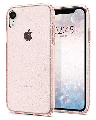 Spigen Liquid Crystal Glitter Funda iPhone XR 6.1" con Protección TPU Flexible y Ligero para iPhone XR 6.1" (2018) - Rose Quartz