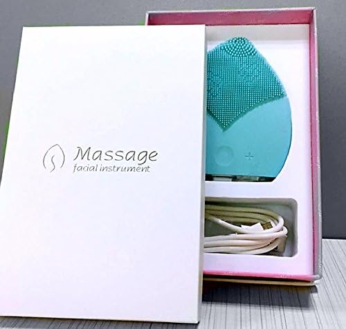SONIC CLEANSING FACE BRUSH MASSAGER. Ultrasonic Silicone Facial Cleansing Sponge. Vibrating Electronic Waterproof Facial Scrubber-Turqoise Blue