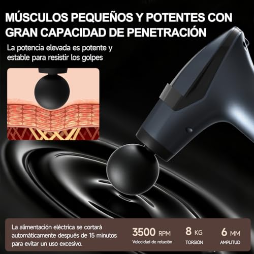 JCMO Pistola de Masaje Muscular, Masajeador Profesional con 4 Cabezas y Banda De Extensión, Ideal para Músculos, Hombros, Cuello, Espalda, Piernas, Pantorrillas