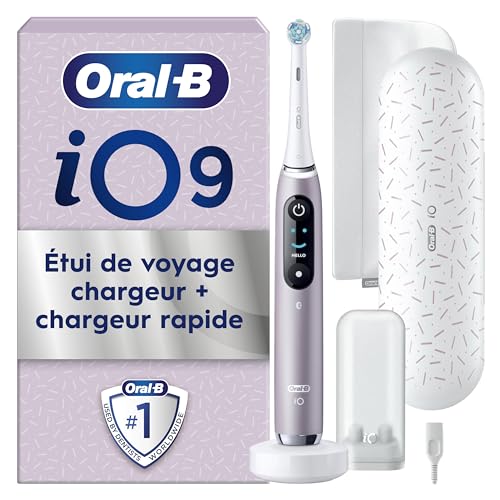 Oral-B iO 9 Brosse À Dents Électrique Pour Adultes, Rose Quartz, Édition Spéciale, 7 Modes De Brossage Avec Blancheur Et Soin Des Gencives, 1 Brossette De Recharge, 1 Chargeur, 1 Étui De Voyage
