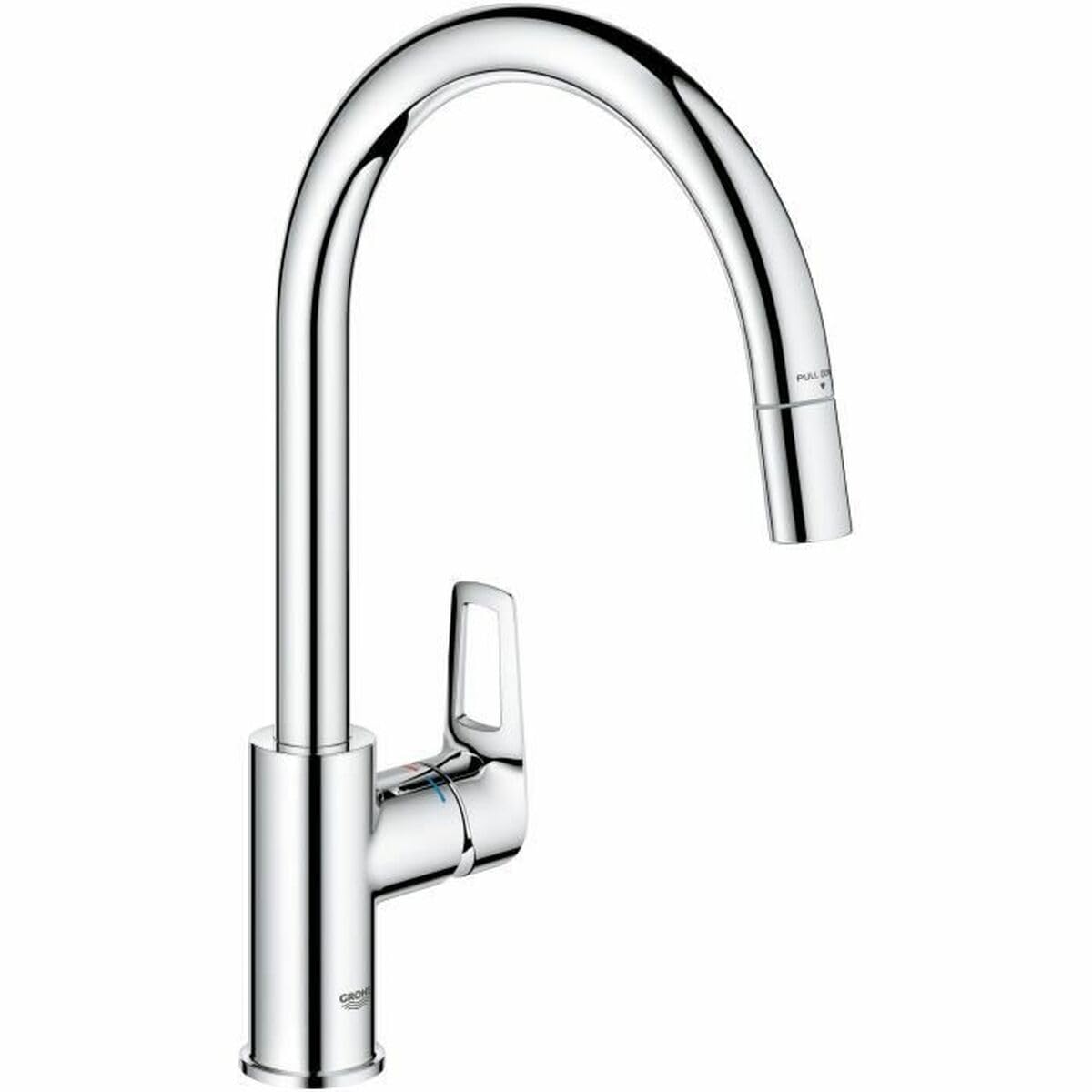 GROHE Start Loop QuickFix - Extendable Kitchen Mixer Tap with Pull-Out Function (High C-spout, 360° Swivel Area, 28 mm Ceramic Cartridge, Tail 3/8 Inch, High Pressure), Size 357 mm, Chrome, 30556000