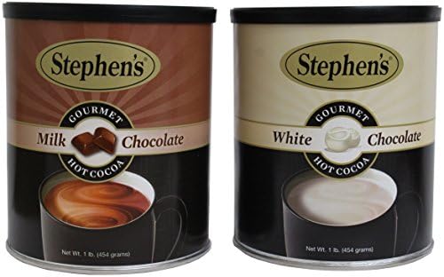 Stephen's Gourmet Hot Cocoa 2 Pack-Milk Chocolate 16-ounce Canister, White Chocolate 16-Ounce Can, 2lbs Total of Hot Chocolate