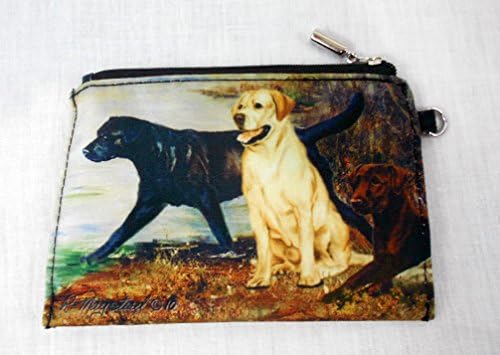 Best Friends by Ruth Maystead Labrador Retriever Golden, Black Lab and Chocolate Small Zippered Bag Pouch