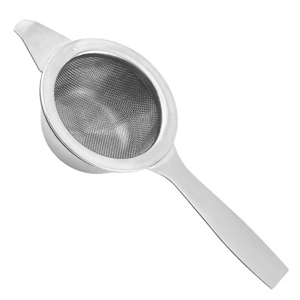 Stainless Steel Tea Filter Tea Strainer Loose Tea with Drip Bowl Stainless Steel Strainer or Loose Tea Leaf Filter Kitchen Tool with Long Handle and Stand Silver