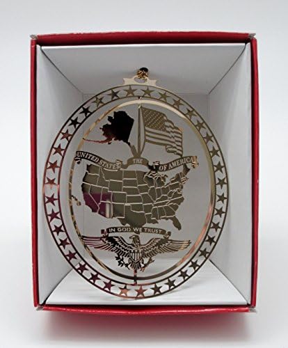 Nations Treasures USA Brass Ornament 50 States Eagle Flag