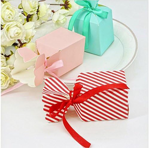 JZK 50 x White red stripes wedding favour box paper favours box small gift box for wedding birthday baby shower christening graduation Christmas party sweets box - Image 4