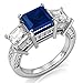 Metal Factory 925 Sterling Silver Princess Cut Blue & White Cubic Zirconia CZ Engagement Ring