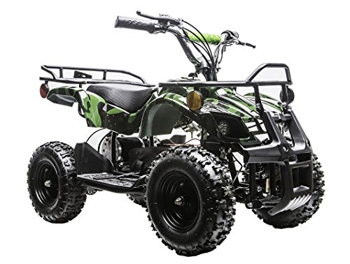 Rosso Motors Kids ATV Kids Quad 4 Wheeler Ride On Utility with 800W 36V Battery Electric Power Lights in Army Camo Green Motorcycle for Kids, Disc Brake System and Reverse for Child Safety