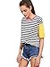 Romwe Women's Contrast Neck and Sleeve Striped Tee multicolored L