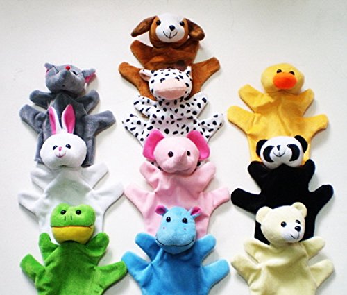 Yunko Zoo 10 Set Animals Set Sock Glove Soft Cute Hand Finger Puppets Sack Plush Toy for Kids babys Entertainment